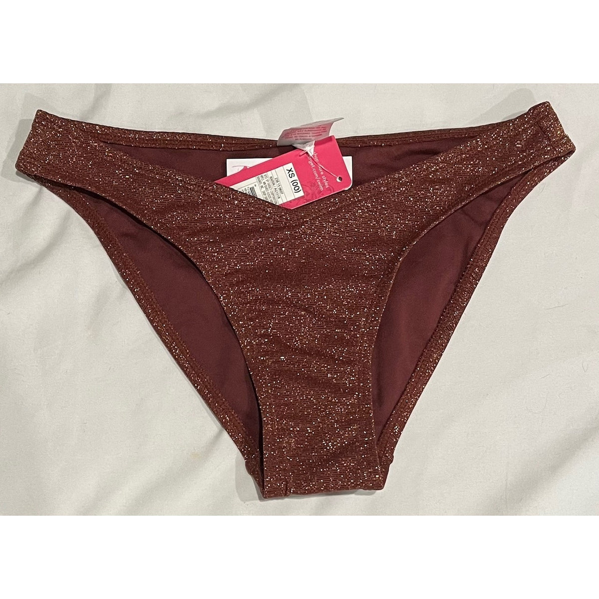 Xhilaration - Juniors' Metallic Textured V Bikini Bottom - Raisin - XS (00)