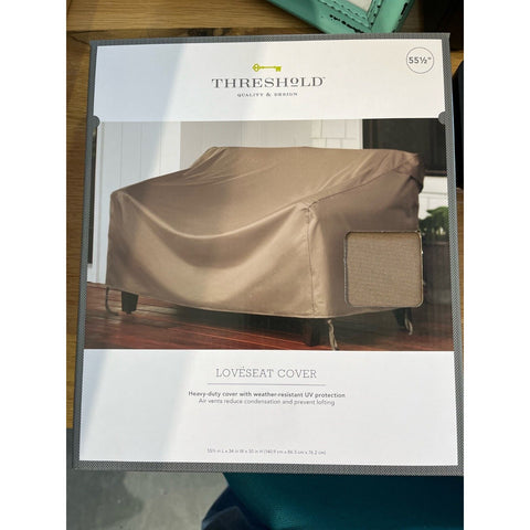 Pack of 2 Threshold Loveseat Covers - Brown - Patio 55 1/2”x34"x30" New In Box