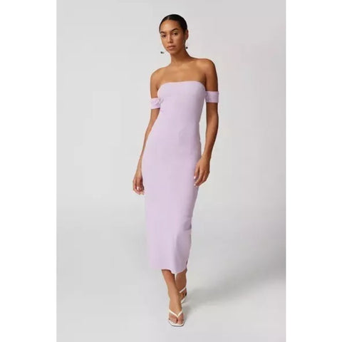 Urban Outfitters Spencer Off-The-Shoulder Knit Midi Dress, Lavender  - S