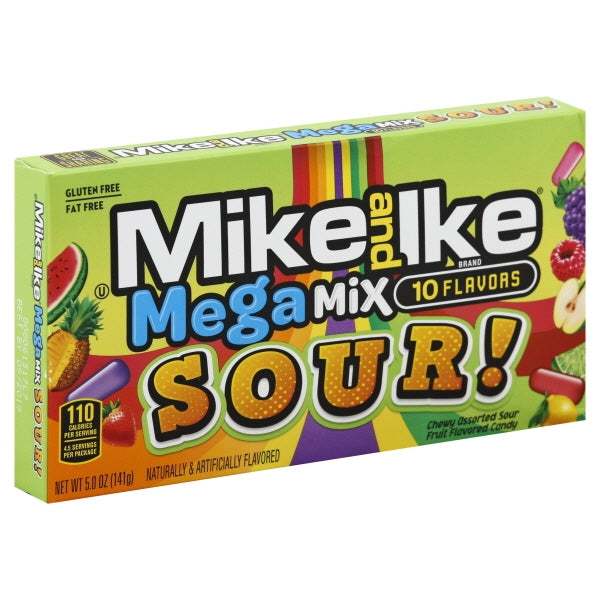 Mike & Ike Mega Mix SOUR! Candy 5 Oz Theater Box 10 flavors