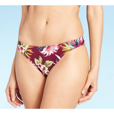 Womens Cheeky Bikini Bottom - Shade & Shore - Plum Floral - XS