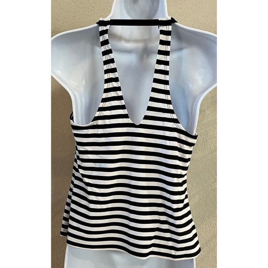 Women's Racerback Tankini Top - Kona Sol Black/White Striped - Size XS