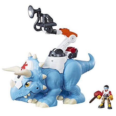 Chomp Squad Playskool Doc Tops and Sam Scrubs Triceratops Dinosaur Toy and Hero Action Figure