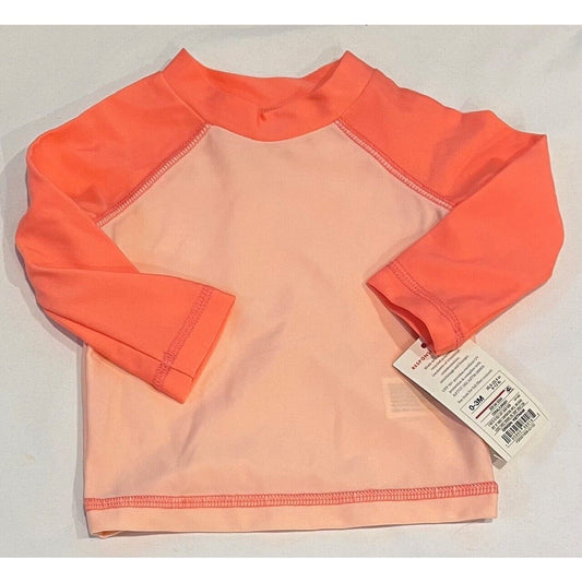 Baby Raglan Long Sleeve Rash Guard Top - Cat & Jack™ Coral Red - 0-3M