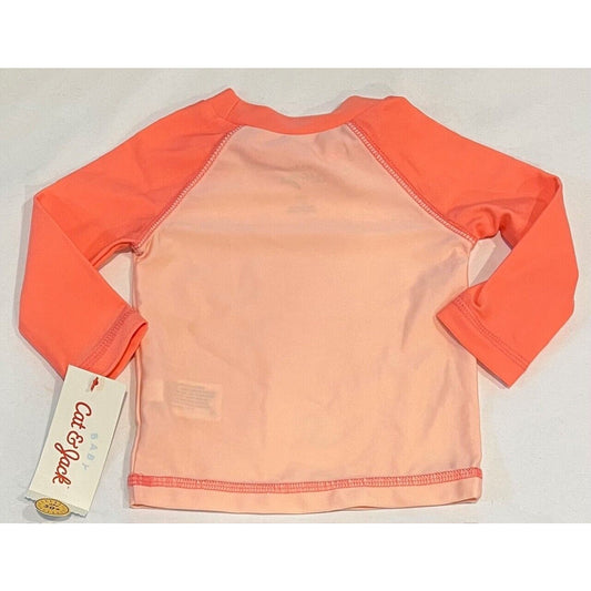 Baby Raglan Long Sleeve Rash Guard Top - Cat & Jack™ Coral Red - 0-3M