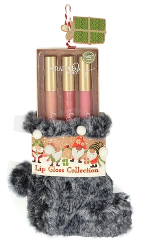 Beauty Concepts Lip Gloss Trio - Wrapped with Joy | Christmas Stocking Present Set | Glossy Pink Shades | Great Holiday Present