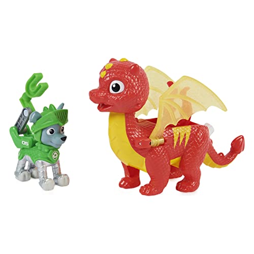 Paw Patrol, Rescue Knights Rocky and Dragon Flame Action Figures Set