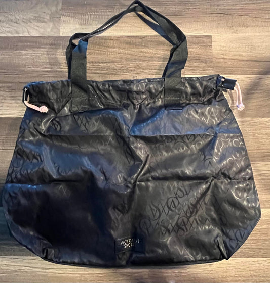 Victoria's Secret Overnight Travel Packable Tote Bag Purse Black 18"x16" NWT