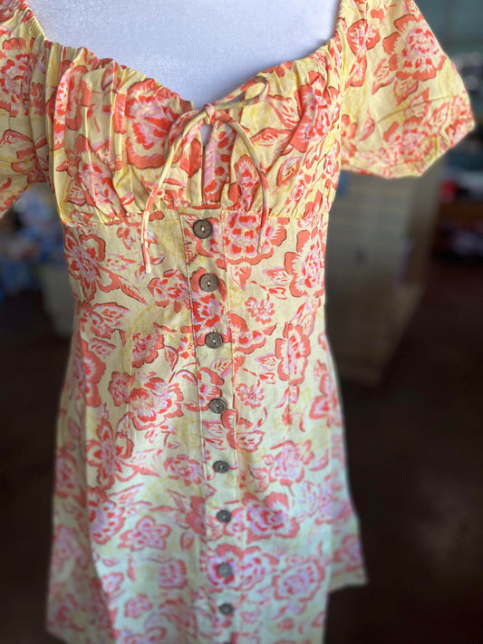 Billabong Wrangler Far & Away Mini Shirt Dress Linen Cotton