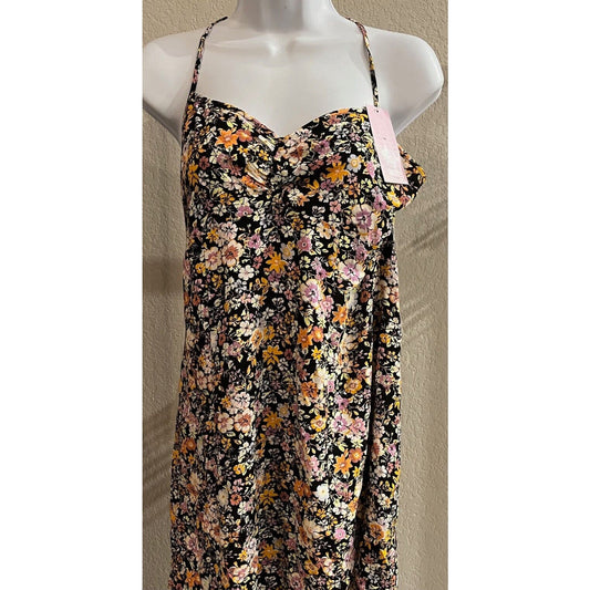 Women's Sleeveless Woven Fit & Flare Dress - Wild Fable - Black Floral - Medium