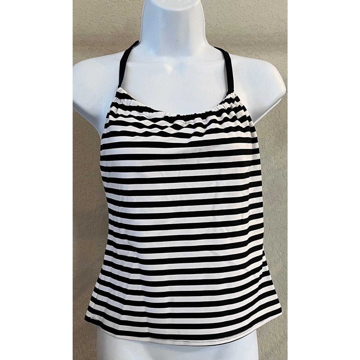 Women's Racerback Tankini Top - Kona Sol Black/White Striped - Size XS