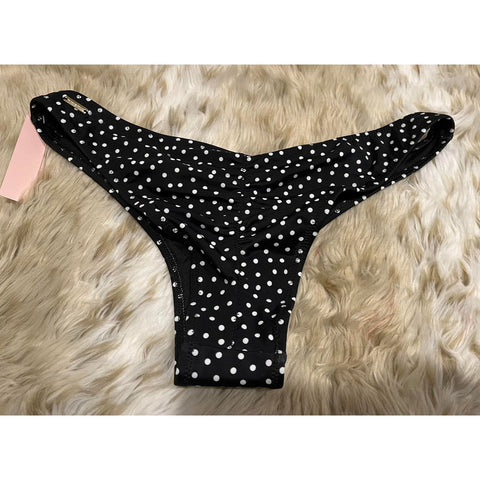 Victoria Secret Swim Bikini Bottom Black Polka Dot - M