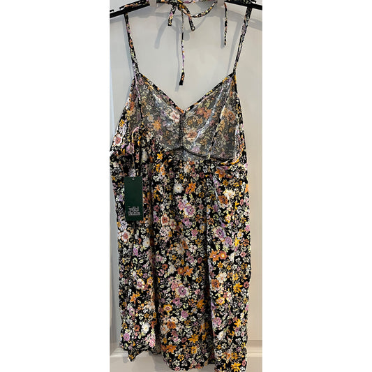 Women's Sleeveless Woven Fit & Flare Dress - Wild Fable - Black Floral - Medium