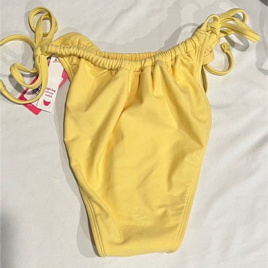 Xhilaration Juniors' Shirred Side-Tie High Leg Scoop Bikini Bottom Size XL 12/14