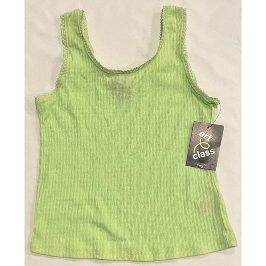 Art Class Girl’s Green Ribbed Tank Top Scalloped Edge - S