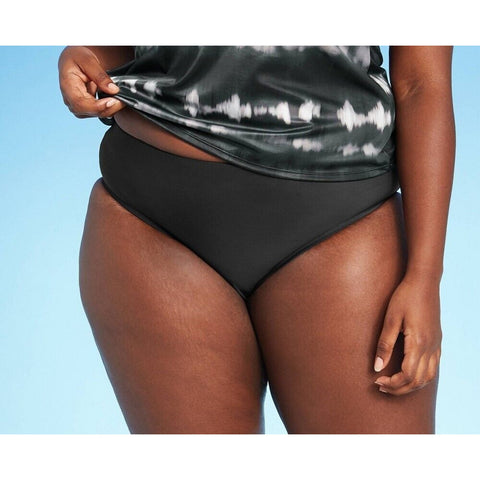 Women s Plus Size Medium Coverage Bikini Bottom - All in Motion Black 16W/18W