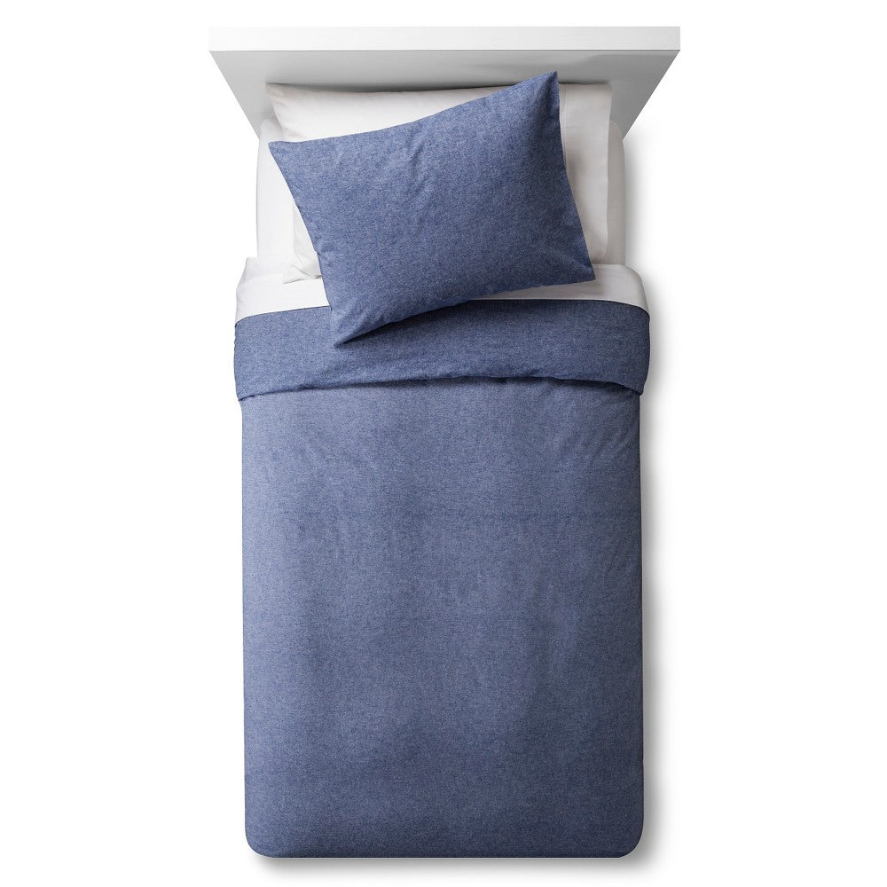 Twin Chambray Duvet Cover Set - 2 Pc - Blue - Pillowfort