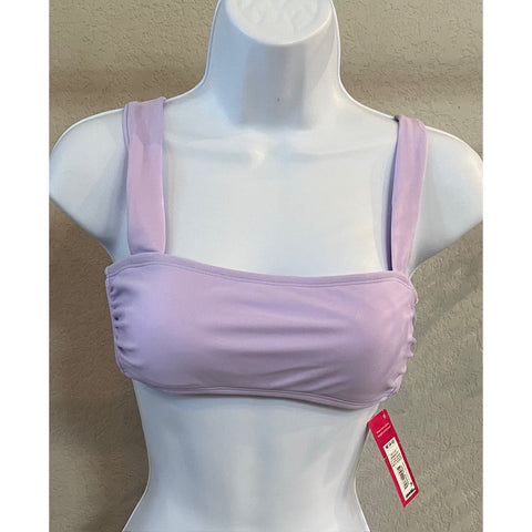 Xhilaration Juniors Wide Strap Back Tie Bikini Bralette, Lavender, M (4-6)