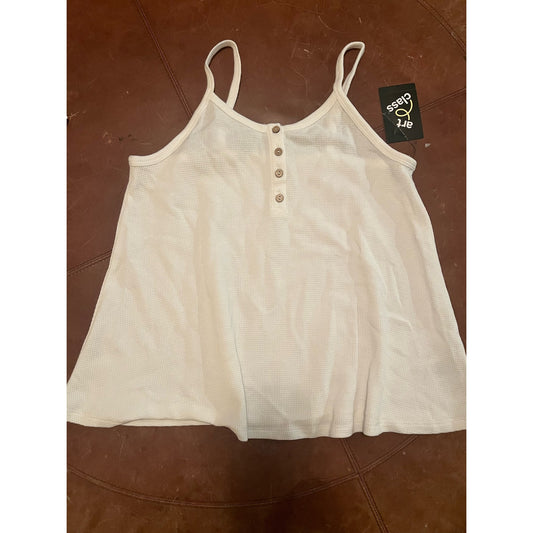 Art Class White textured tank with buttons