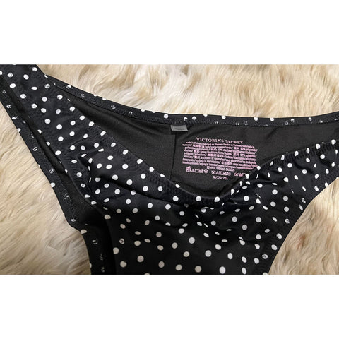 Victoria Secret Swim Bikini Bottom Black Polka Dot - M