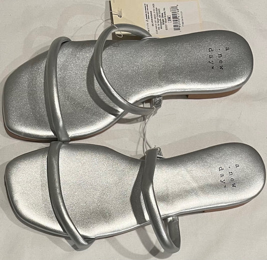 Women's Winnie Wide Width Skinny Strap Sandals - a New Day - Silver