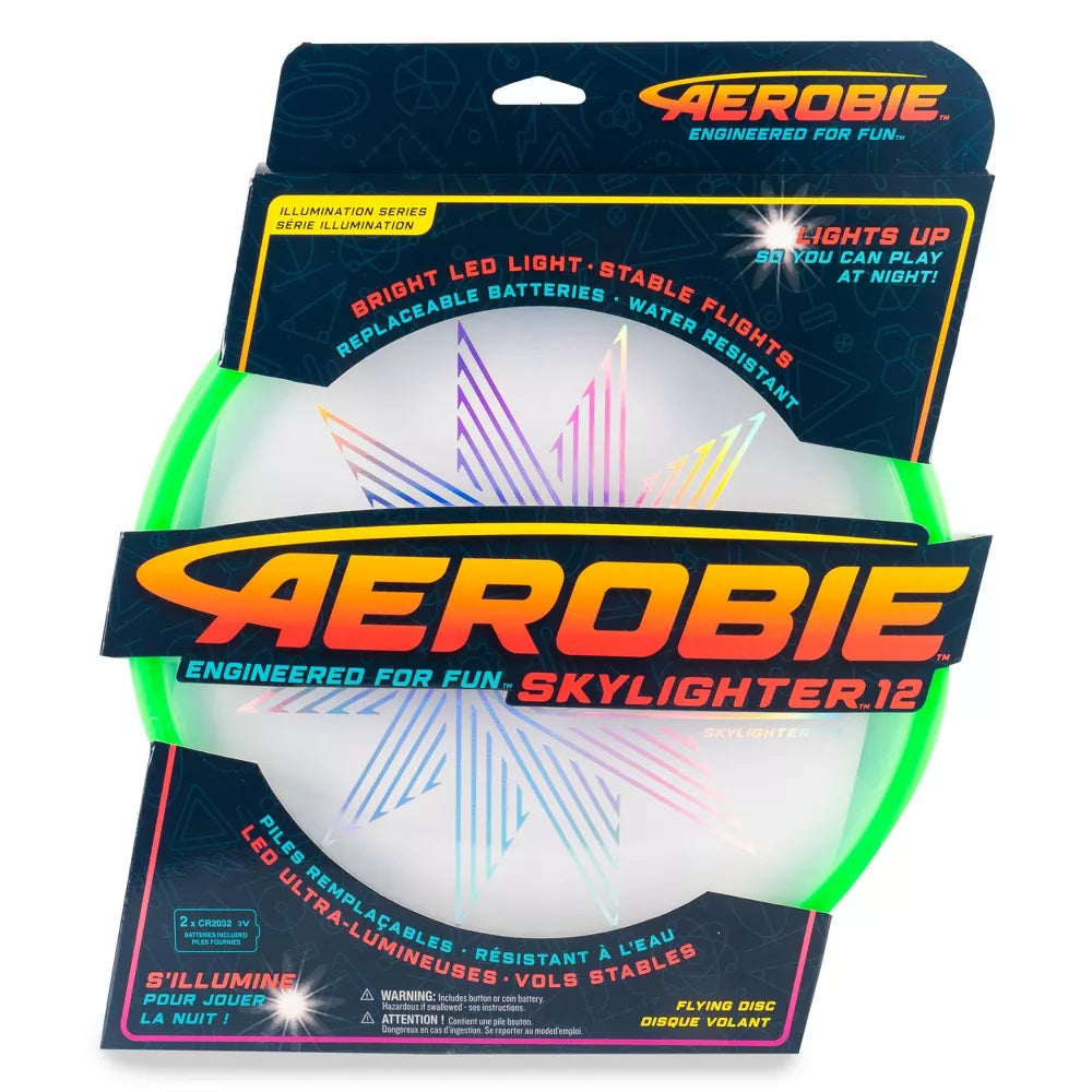 Aerobie Skylighter Disc - 12 Inch LED Light up Flying Disc - Green