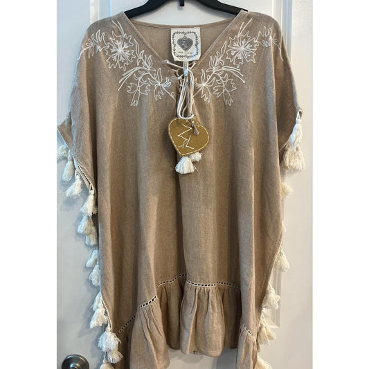 Z&L Made with Love Boho Tunic Top/Dress/Coverup with embroidery S/M