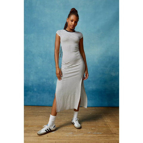 Urban Outfitters BDG T Shirt Midi Dress Ringer Black White Split Sides - M