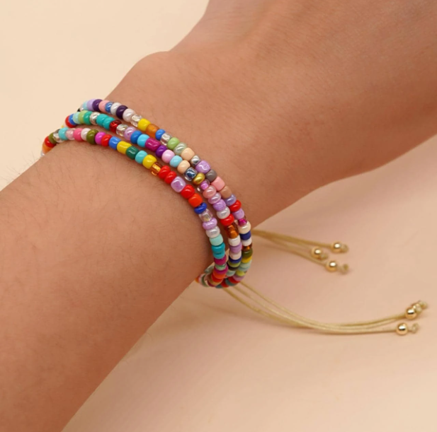 Fashion Glass Bead Decor String Bracelet - colors may vary