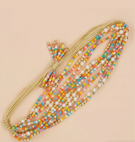Boho Cultured Pearl Decor Beaded Bracelet