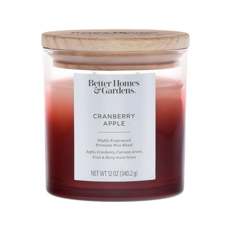 Better Homes & Gardens 12oz Cranberry Apple Scented Ombre 2-Wick Jar Candle