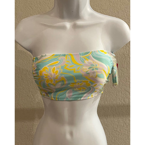 Xhilaration Juniors Longline Bandeau Floral Multicolor Bikini Top - S (0-2)