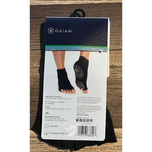 Gaiam Yoga Socks - Toeless Grippy Non Slip Sticky Grip - Black/Grey 2-Pack