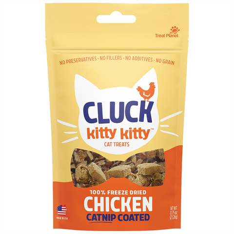 Kitty Kitty Cluck 100 % Freeze Dried Chicken Treat with Catnip Coating - 0.75 Oz