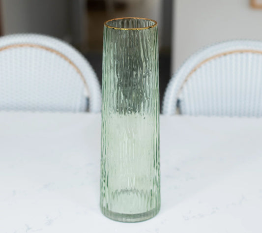 14" Textured Gold Rimmed Glass Vase by Lauren