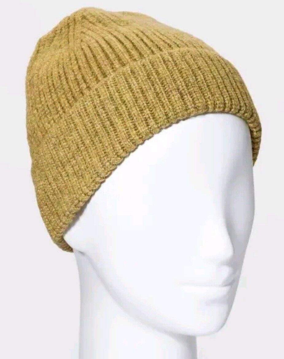 Universal Thread Ribbed Knit Olive Beanie - One Size