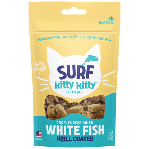 Kitty Kitty Surf 100% Freeze Dried White Fish Treat with Krill Coating - 0.6 Oz