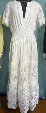 Anthropologie White Long Neckline Dress