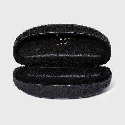 2pk A New Day Hard Clam Shell Eyeglasses Case Black Faux Leather NEW