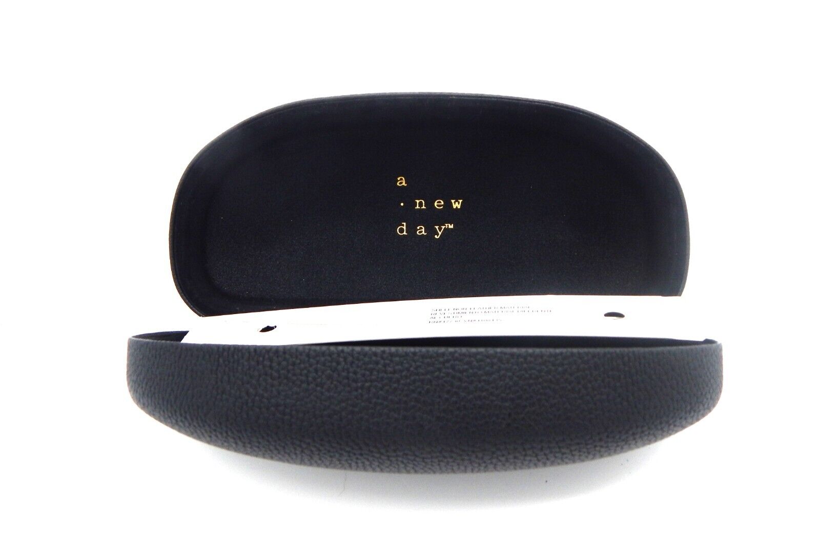 A New Day Hard Clam Shell Eyeglasses Case Black Faux Leather NEW GDM111